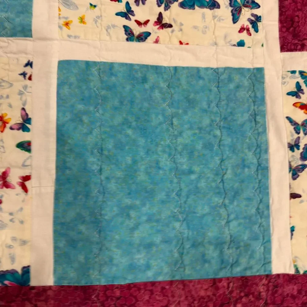 Handmade Butterfly Quilt Throw 52x52 Personalized Label Signed Christmas 2016